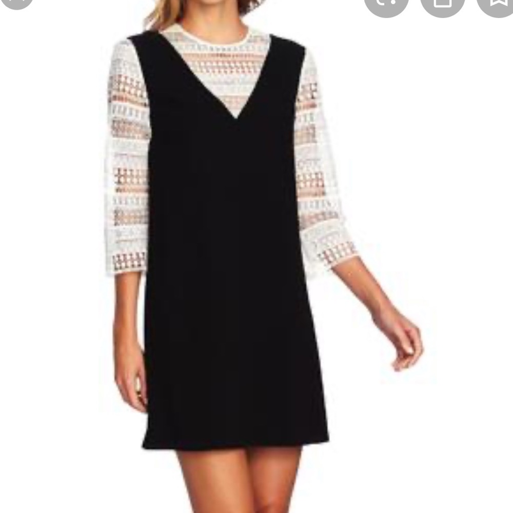 Cece Black Dress with lace sleeves